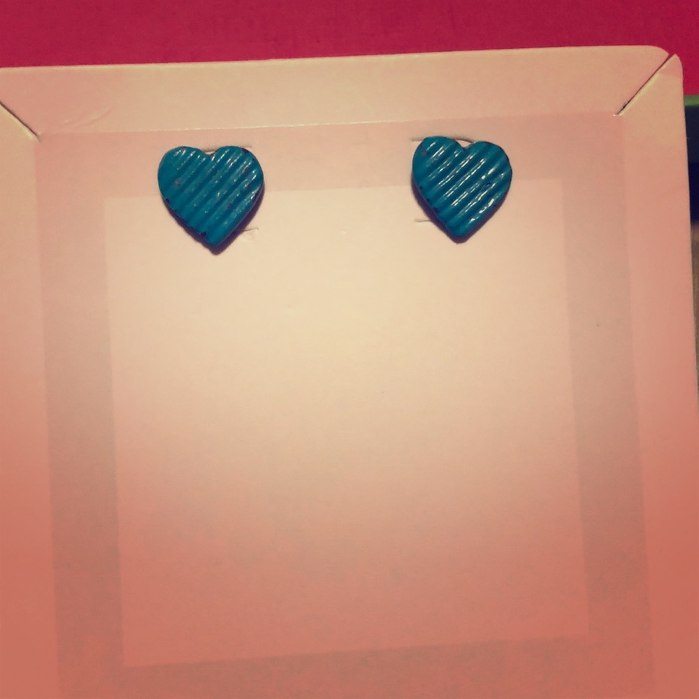Blue heart earrings